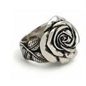 Silver vintage rose ring