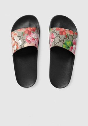 Black Rose Slide Sandals