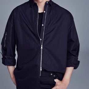 Navy zip up shirt jacket