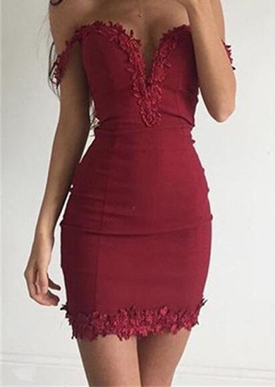 Burgundy skin shoulder dress