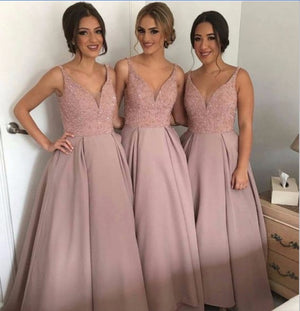 A-line v-neck bridesmaid dress