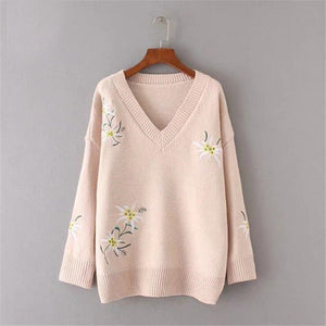 flower embroidery sweater