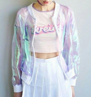 Rainbow Symphony Hologram Bomber Jacket