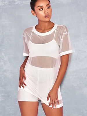 Mesh O-Neck  Dress