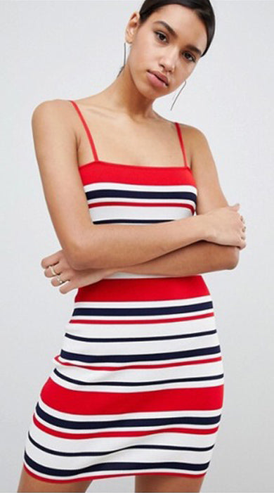 OLIVIA strap stripes dress