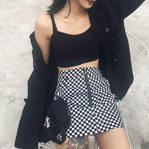 The Black White Plaid Skirt