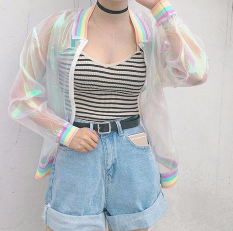 Rainbow Symphony Hologram Bomber Jacket