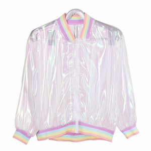 Rainbow Symphony Hologram Bomber Jacket