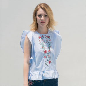 The Ruffles Peplum Blouse Embroidery