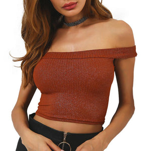 The Slash Neck t shirt women crop top