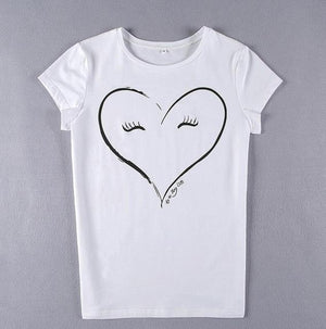 The Smiling Face Heart Printing T Shirt