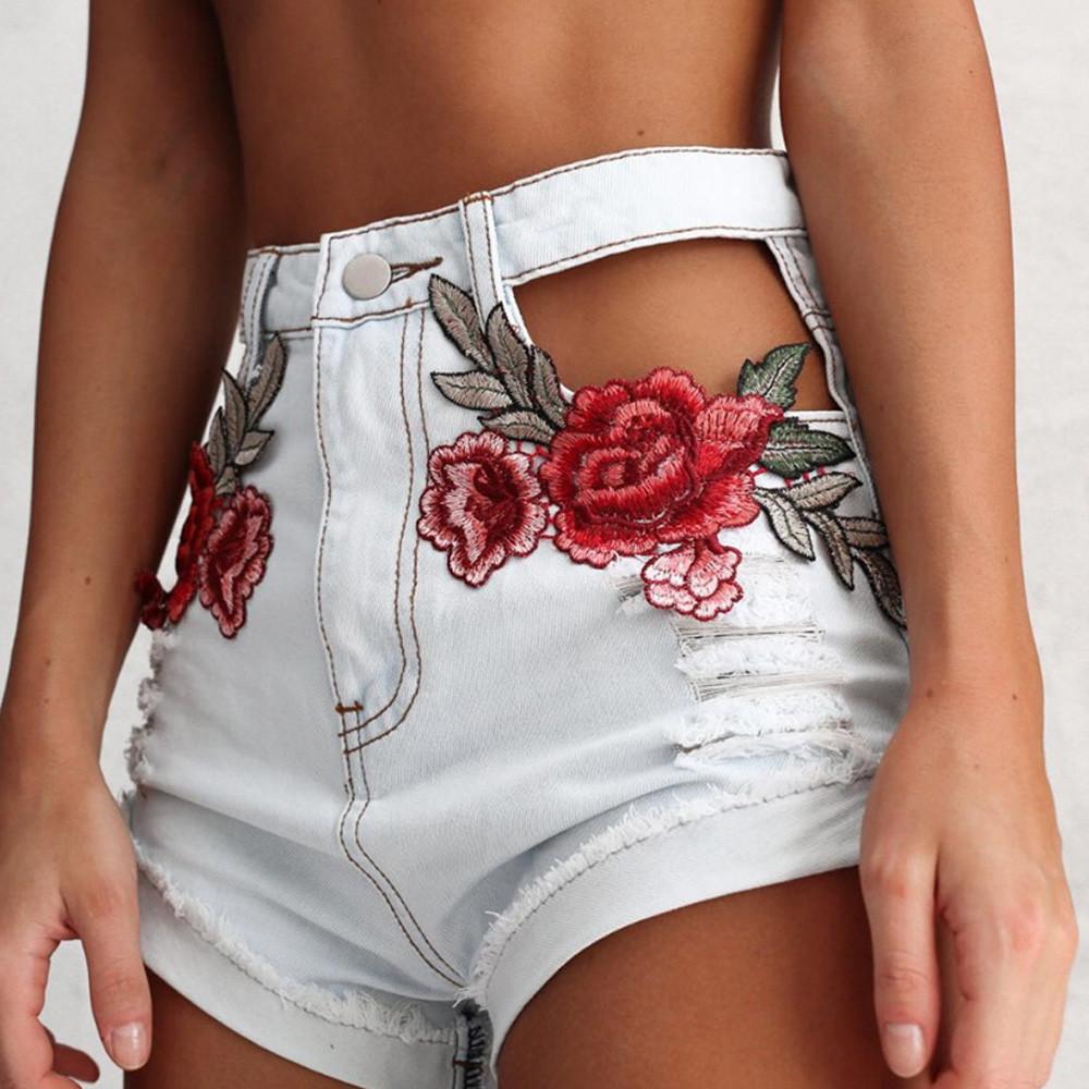 The Applique Hole Shorts Denim