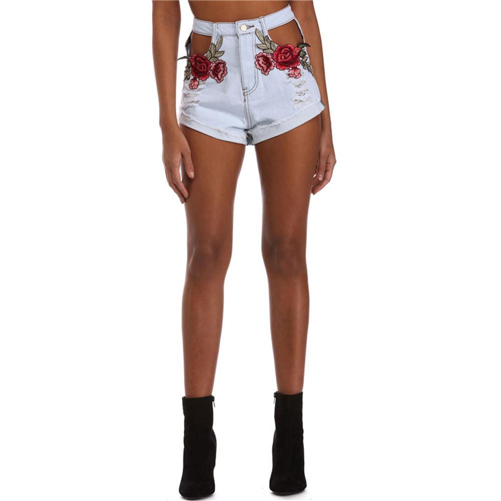 The Applique Hole Shorts Denim