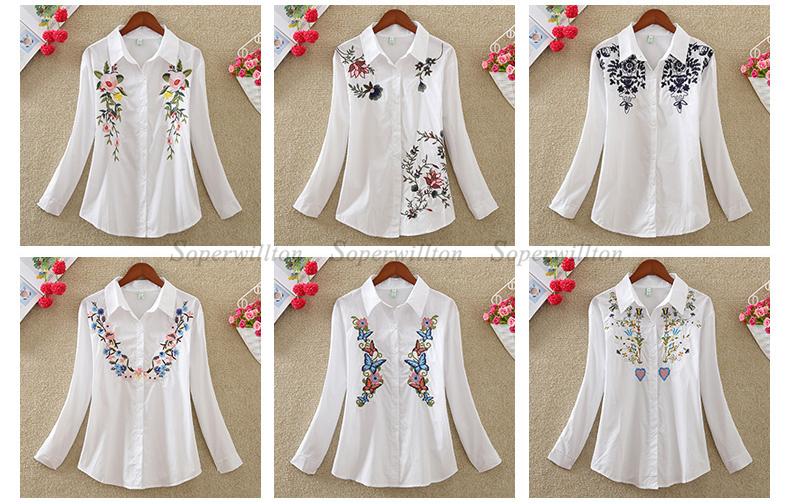 The Floral Embroidery White Cotton Top