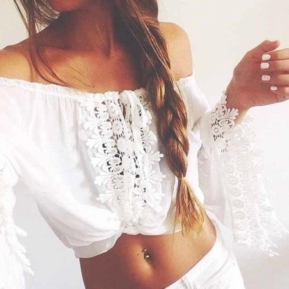 The Crop Shirt Floral Lace Hippie Blouse