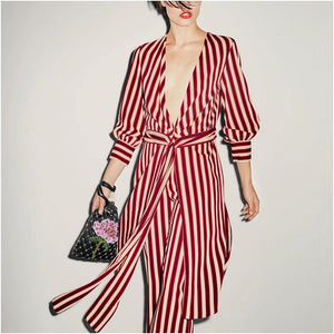 The Striped Cardigan Loose jumpsuit.