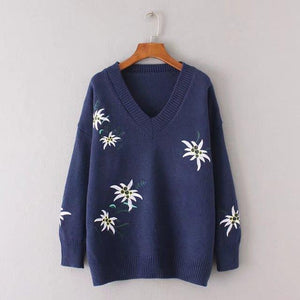 flower embroidery sweater